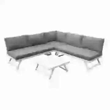 White Aluminium 2-In-1 Outdoor Corner Sofa and Sun Lounger Set